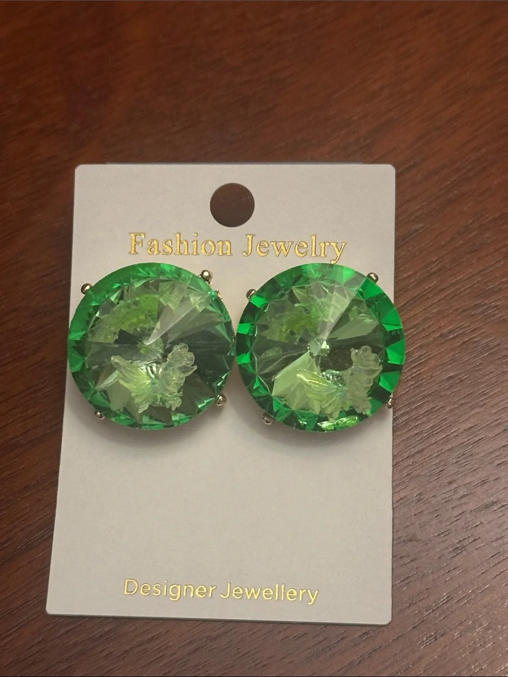 Fashion Jewelry Emerald Green Round Crystal Stud Earrings